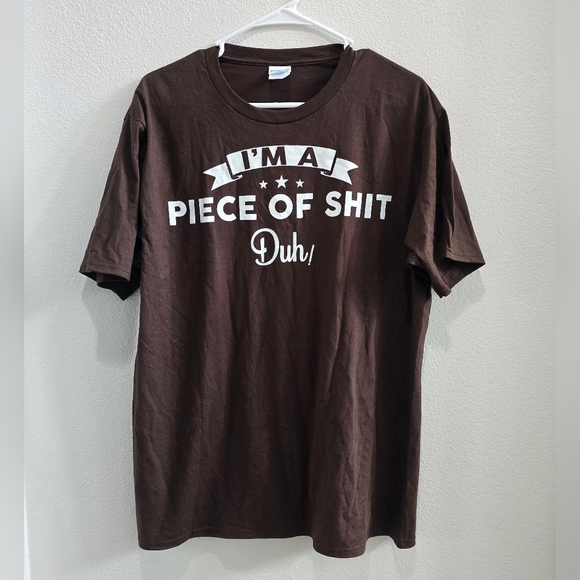 Unisex Port Co. brown " I'm a piece of" brown tshirt new size large - Picture 1 of 4